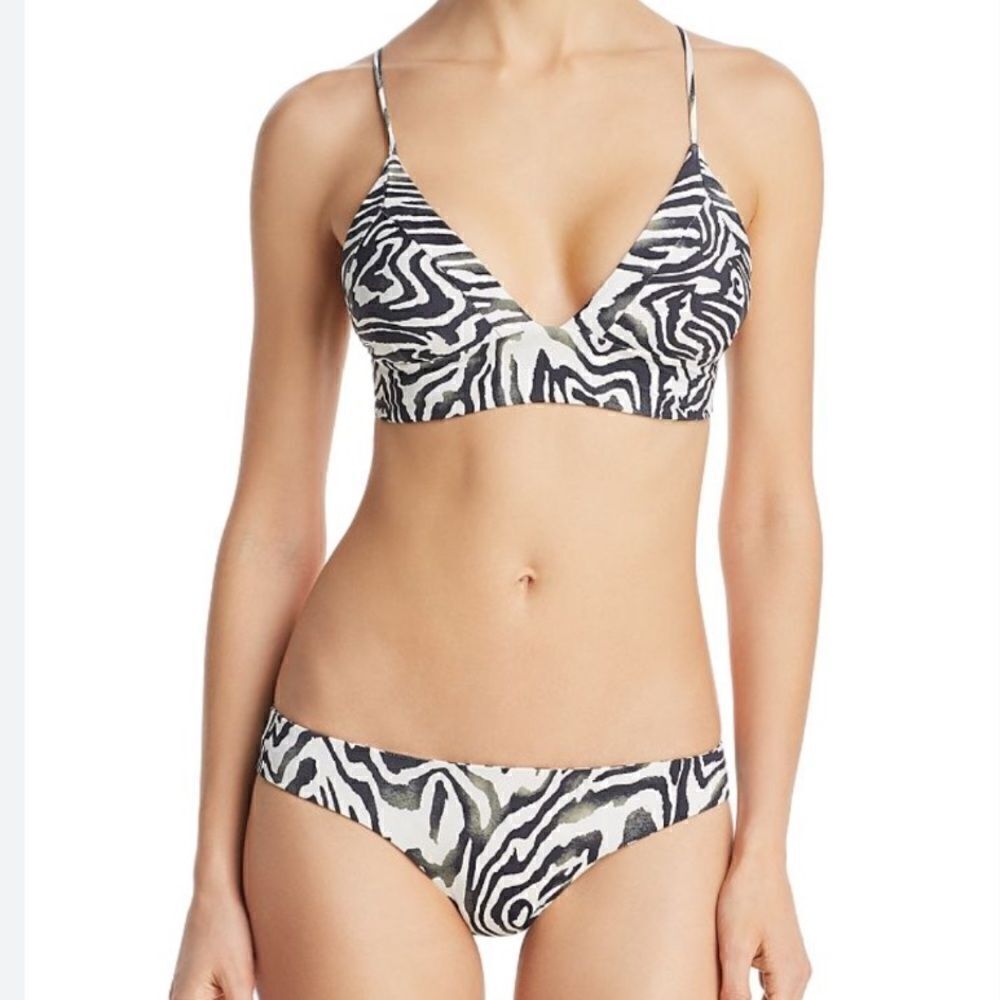 BOYS + ARROWS Zebra Bikini Women‎ Size XS Delinquent Top Clairee Bottom